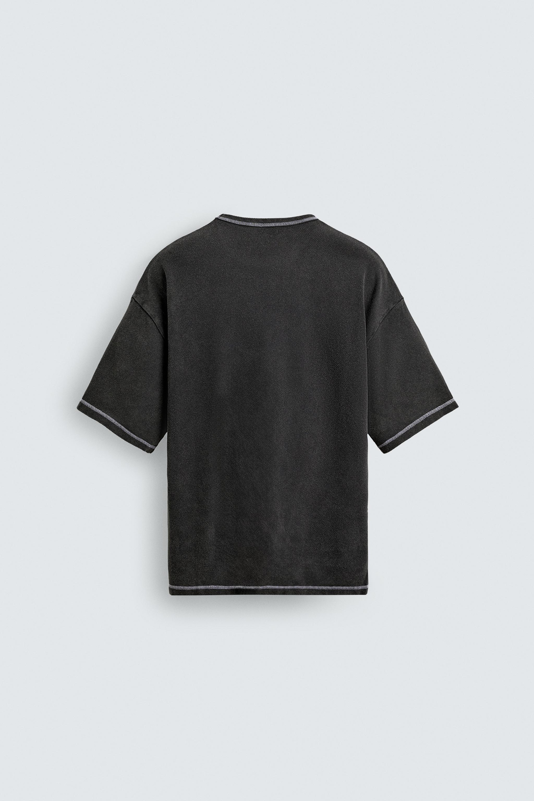 T-SHIRT EN MAILLE DÉLAVÉE CONTRASTÉE